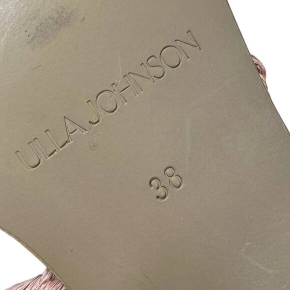 Ulla Johnson Ellery Raffia Sandal Pink Size 38 US 8 Great Condition Gold Buckle - Picture 9 of 9